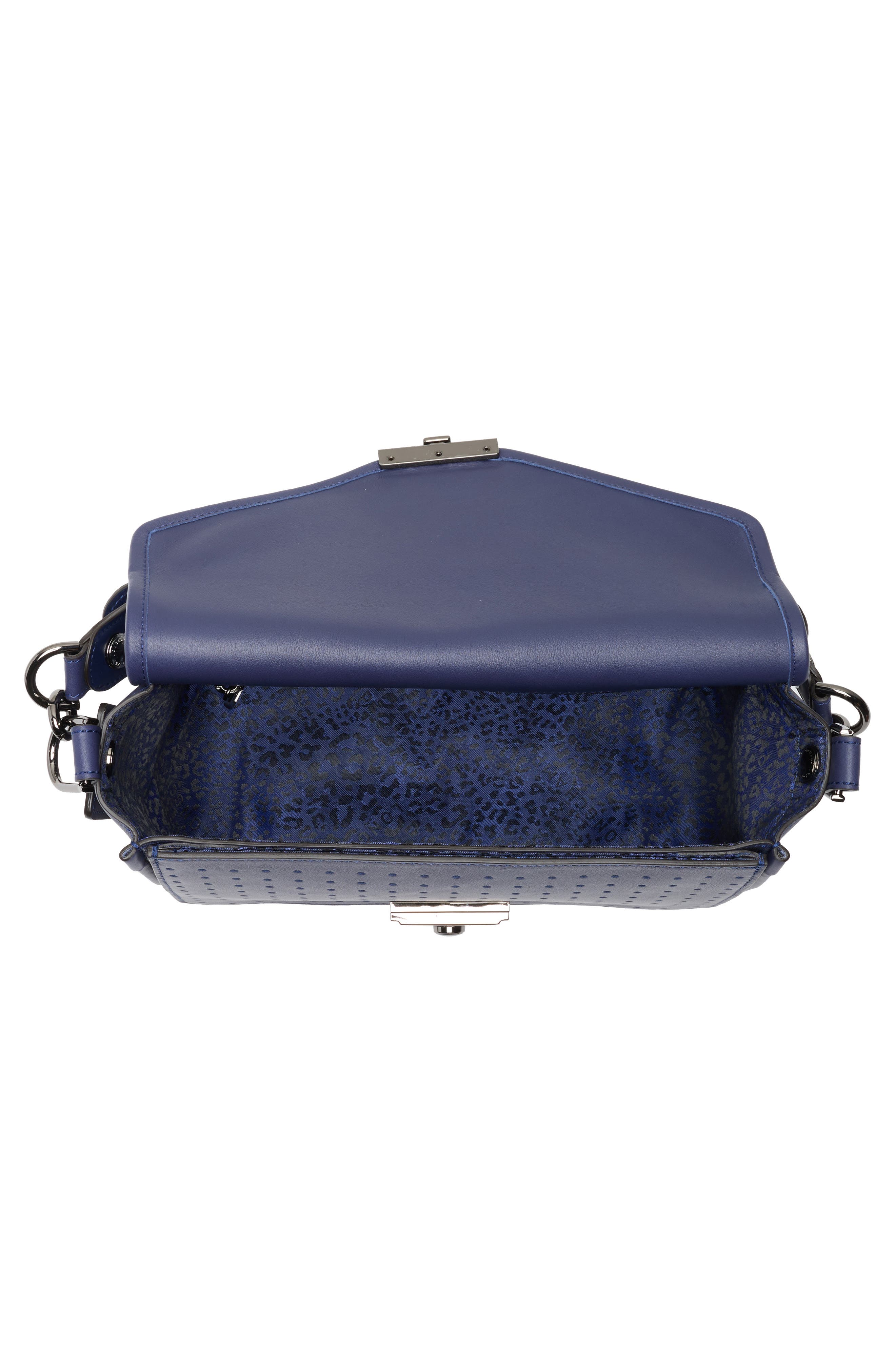 Longchamp Mademoiselle Medium Leather Satchel, Alternate, color, Navy