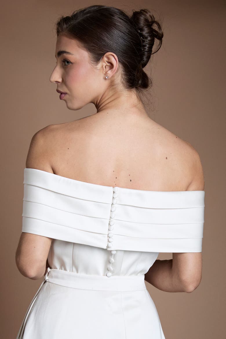 Bandeau Neck Bridal Shrug Top, Alternate, color, Ecru