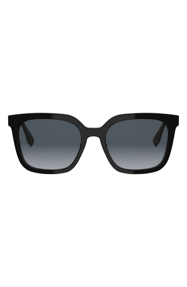 Fendi Forever Fendi 56mm Gradient Square Sunglasses, Main, color, Shiny Black / Gradient Smoke