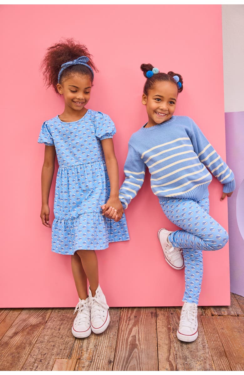 BISBY Kids' Tiered Smita Dress, Alternate, color, Cornflower Block Print