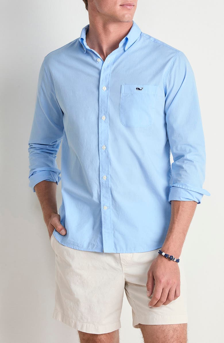 vineyard vines Shoreline Classic Fit Solid Stretch Cotton Button-Down Shirt, Main, color, Jake Blue
