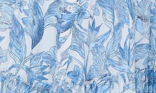 Vince Camuto Print Tiered Maxi Dress In Dew Blue