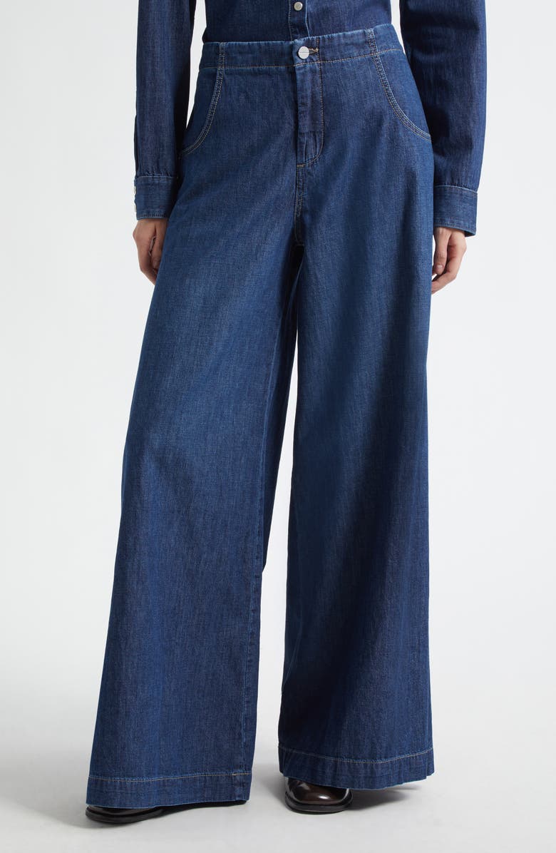 TWP Lulu High Waist Wide Leg Jeans, Main, color, Dark Wash