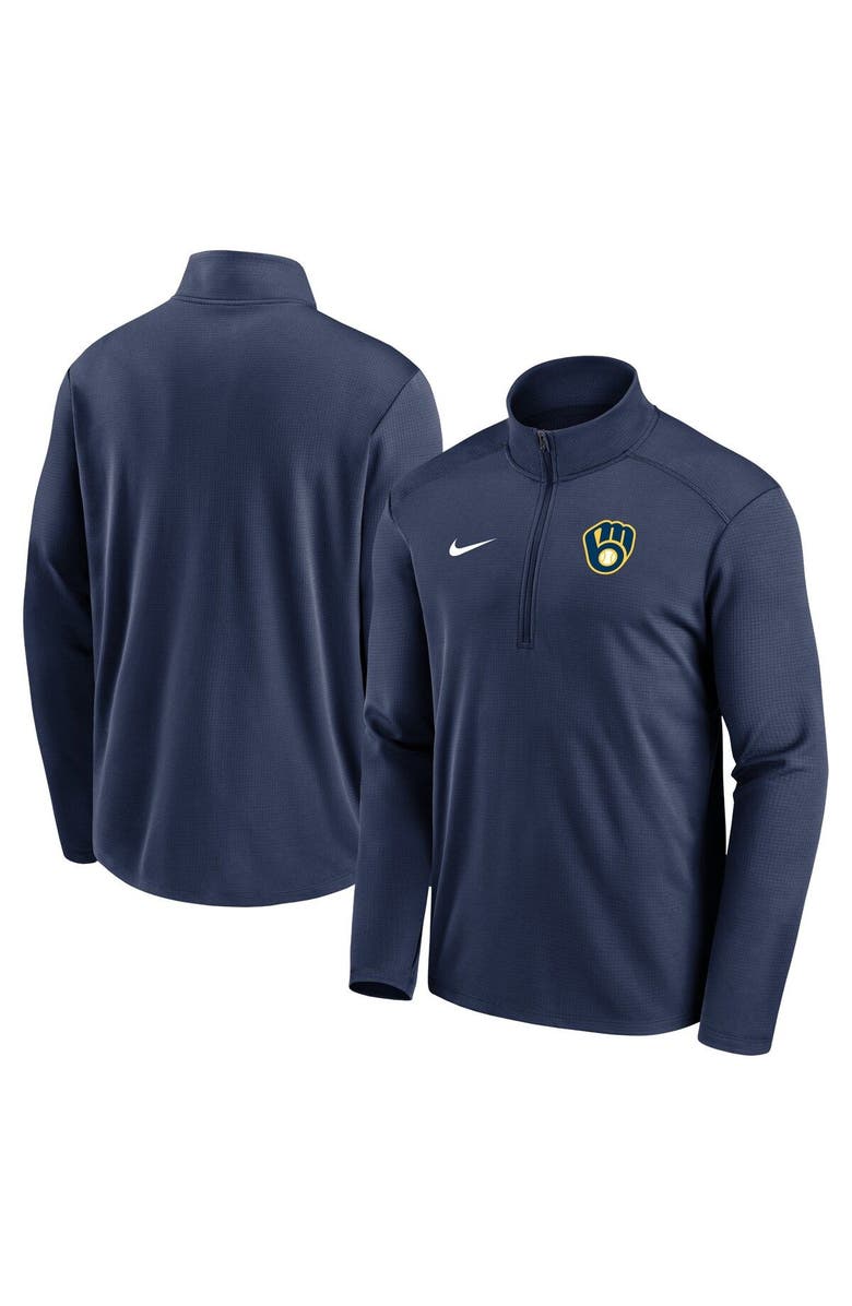 Nike Men's Nike Navy Milwaukee Brewers Agility Pacer Lightweight Performance Half-Zip Top, Main, color, Navy