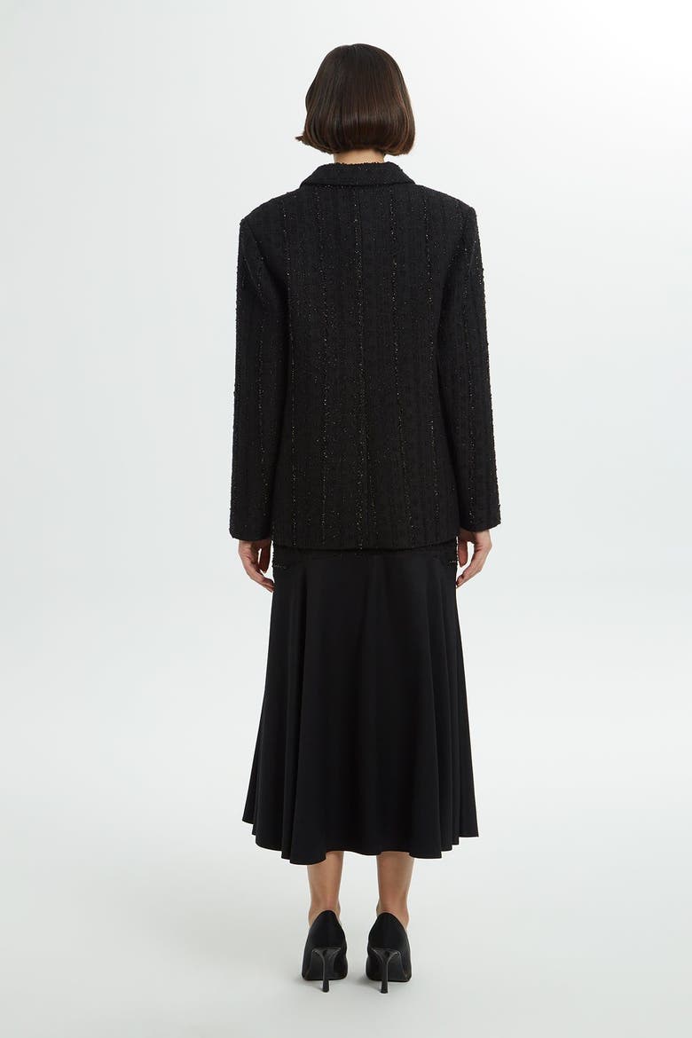 Double-Breasted Tailored Black Outerwear Jacket, Alternate, color, Black