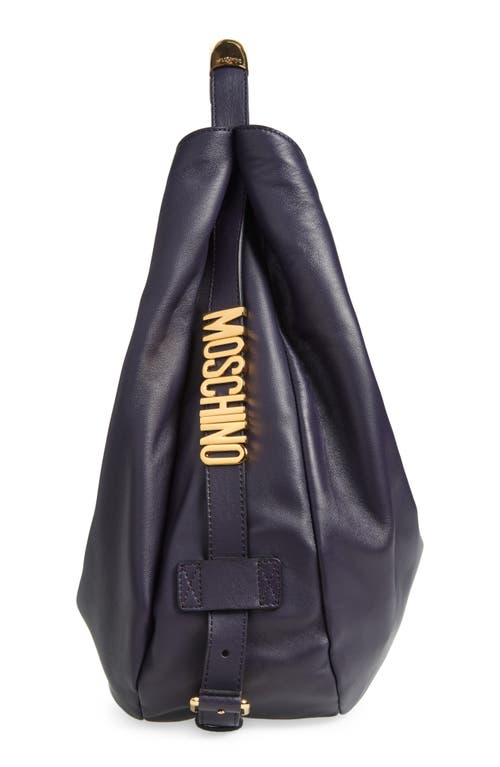 Moschino Handle Me Leather Hobo Bag In Violet