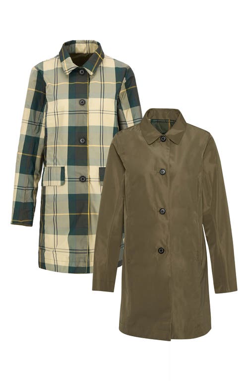 Barbour Babbity Reversible Waterproof Coat In Dusky Green Ancient