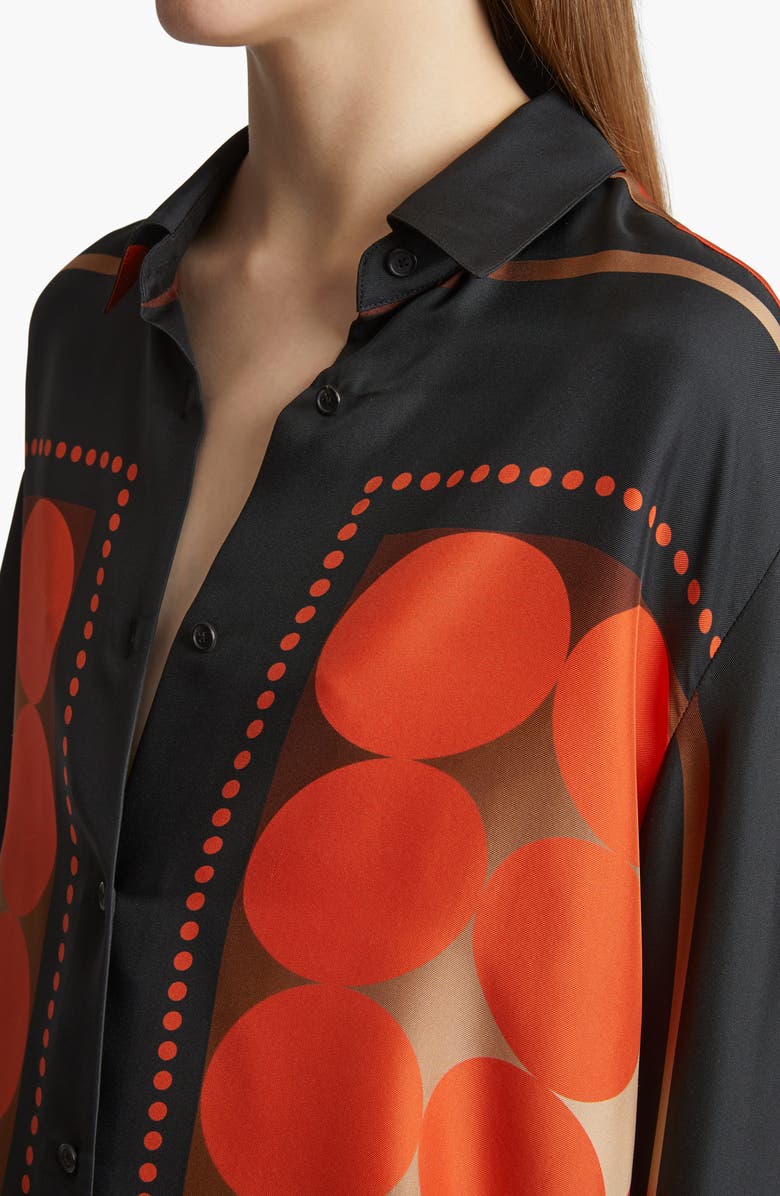 Khaite Argo Dot Print Silk Twill Button-Up Shirt, Alternate, color, 