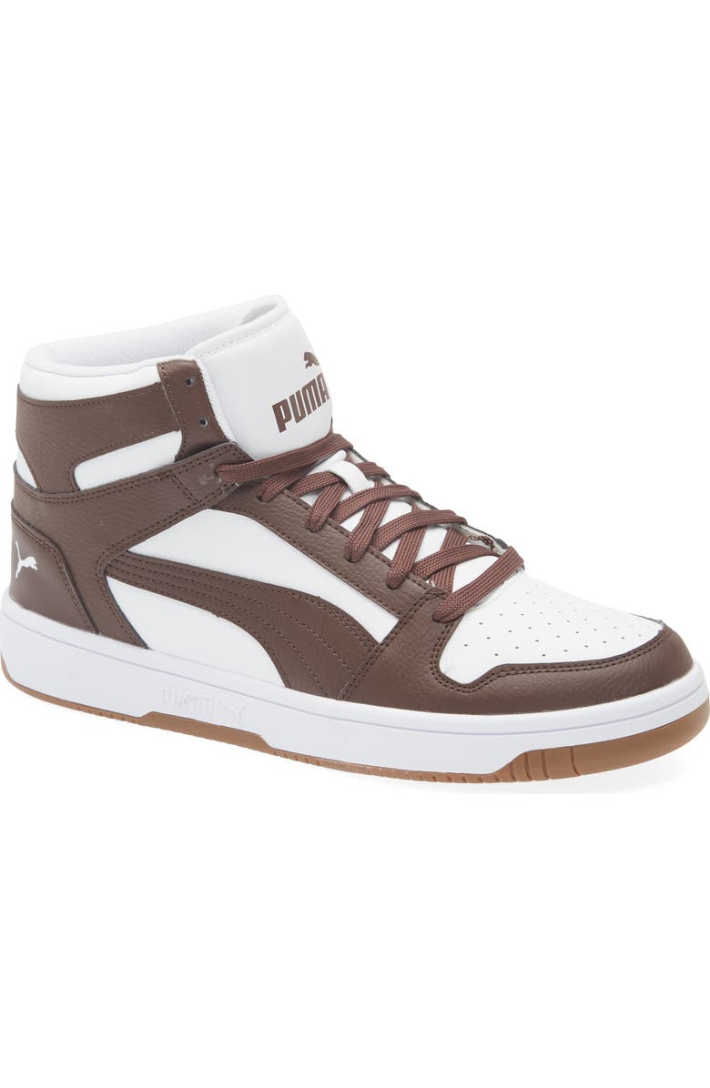 PUMA Rebound Layup High Top Sneaker, Main, color, Chocolate Brown/ Puma White