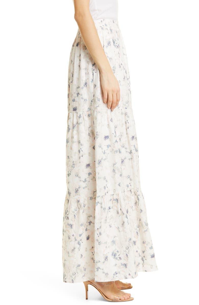 CAMI NYC Nori Floral Tiered Linen Skirt, Alternate, color, 
