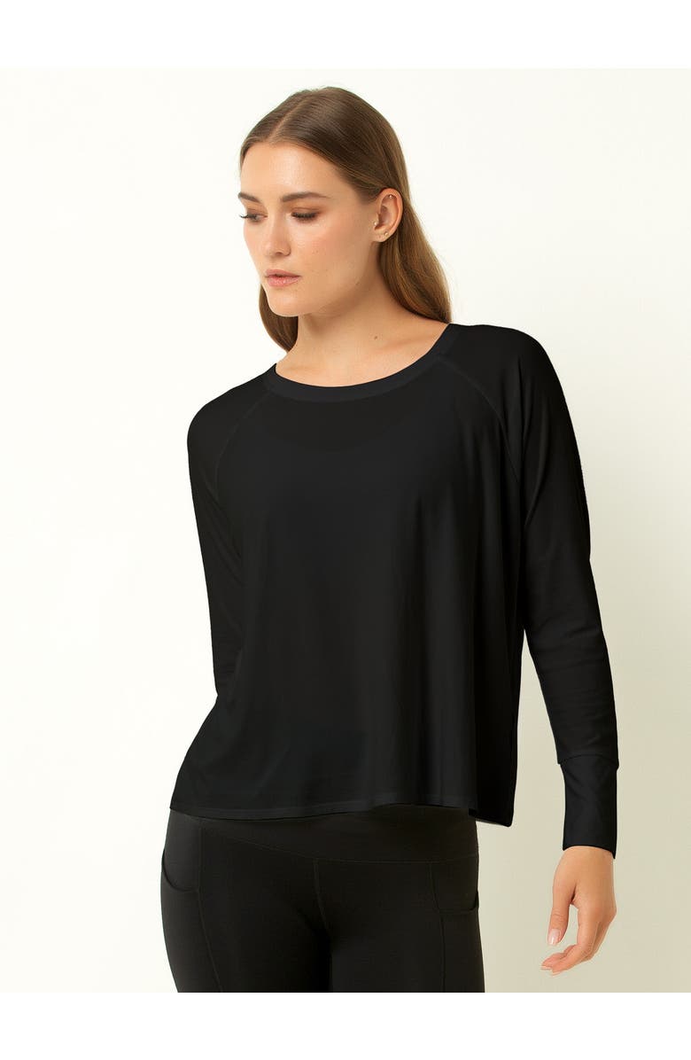 Single Stitch Featherweight Long Sleeve Top, Main, color, Black