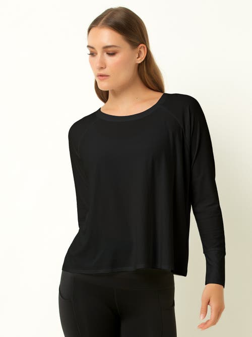 Single Stitch Featherweight Long Sleeve Top In Black