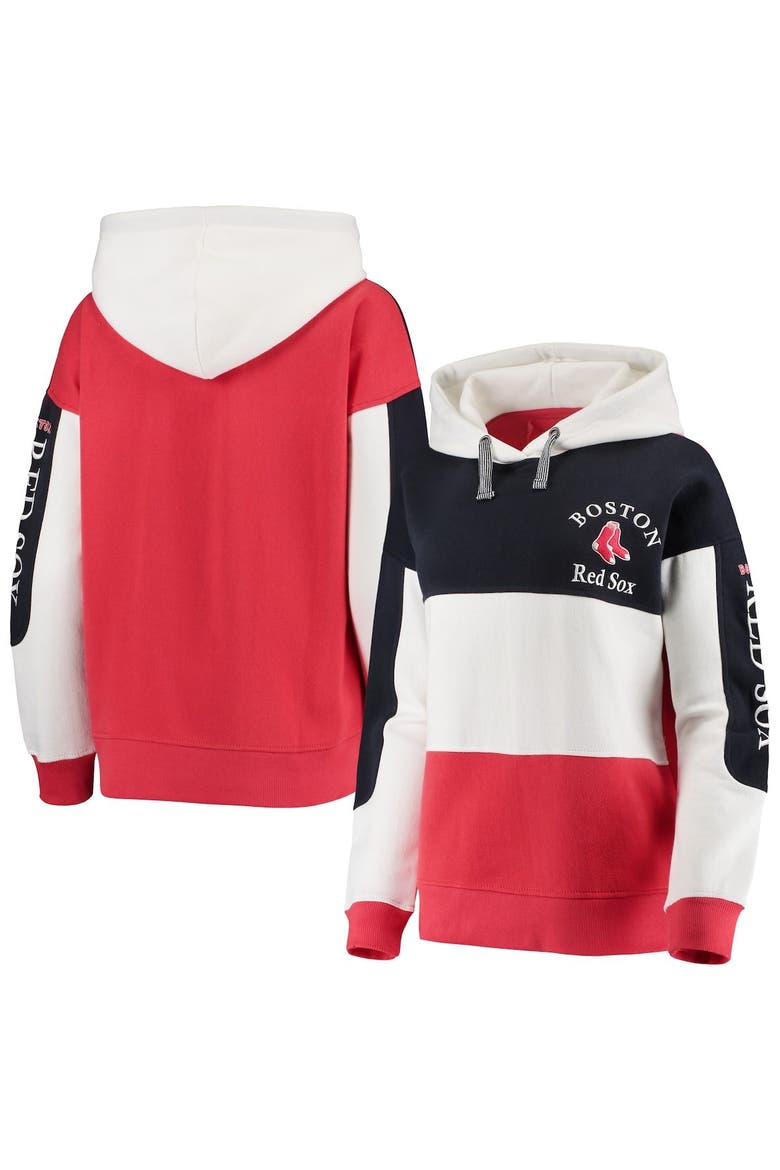 Women's Soft as a Grape Navy/Red Boston Red Sox Rugby Pullover Hoodie, Main, color, NAVY