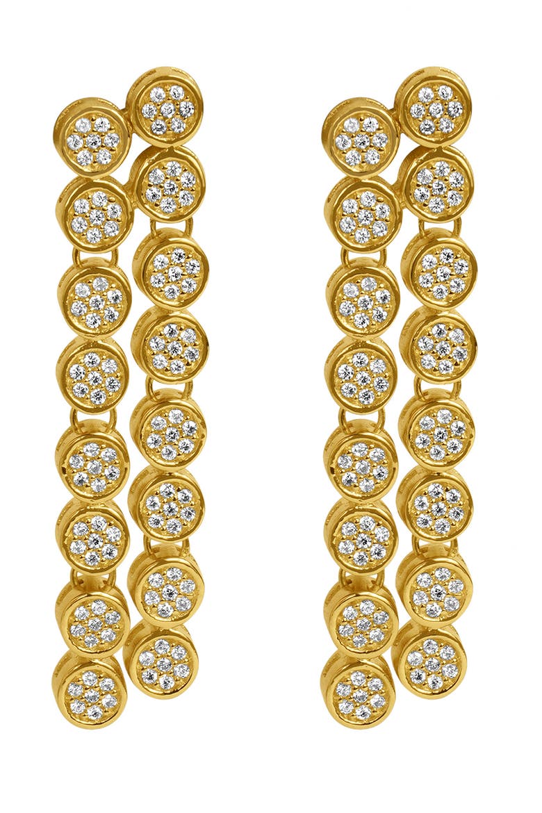 Mirabeau Pavé Cubic Zirconia Drop Earrings, Main, color, WHITE TOPAZ/GOLD