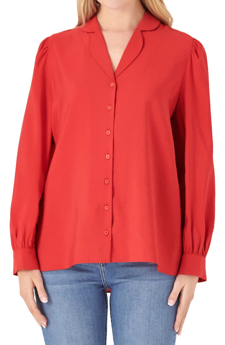 English Factory Scallop Collar Shirt, Alternate, color, Red