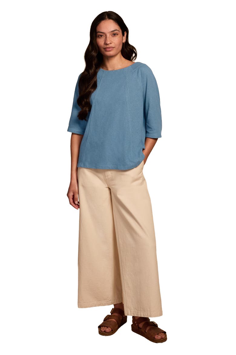 Linen Blend Short Sleeve Swing Top, Alternate, color, Smoke Grey