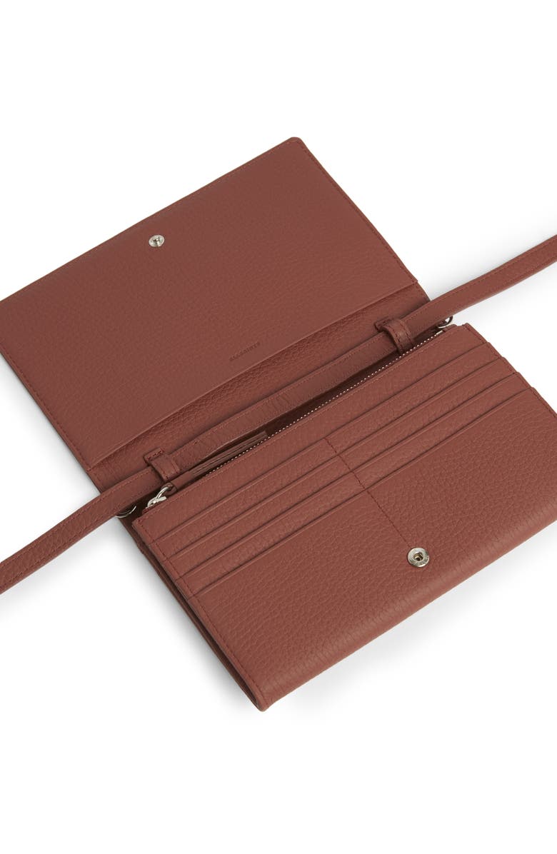 AllSaints Fetch Leather Chain Crossbody Wallet, Alternate, color,