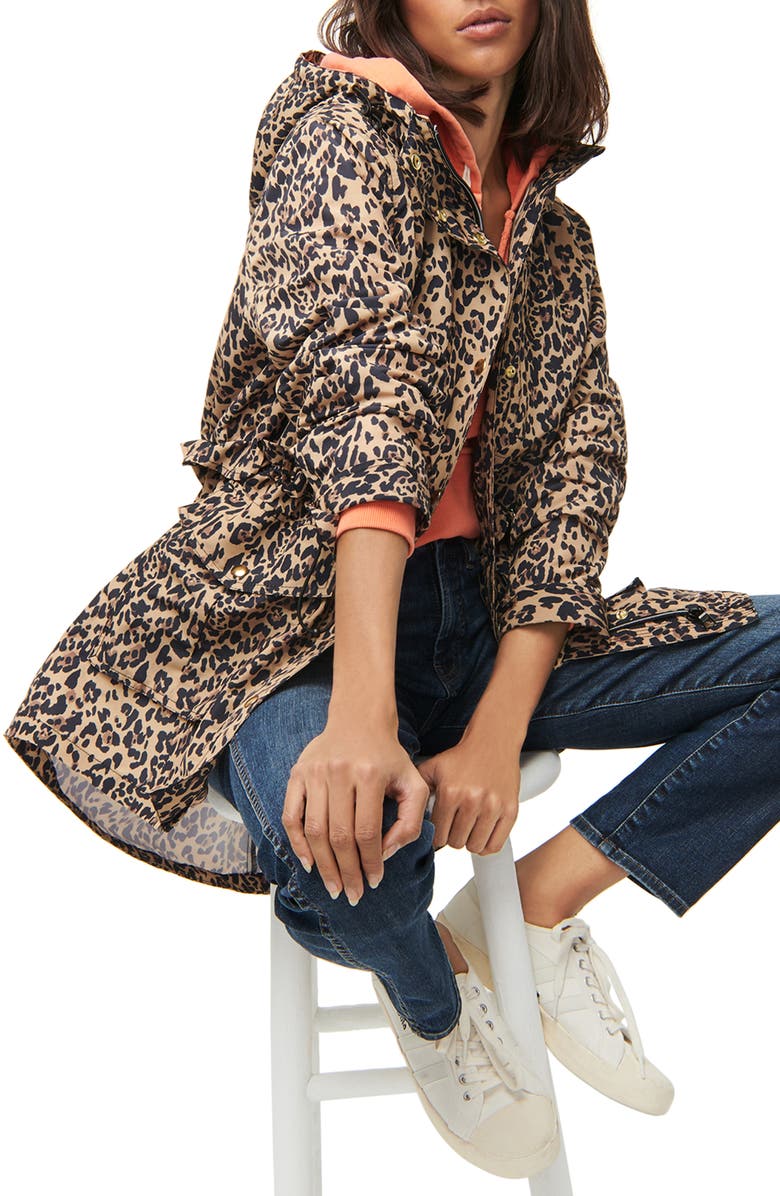 J.Crew Perfect Leopard Rain Jacket, Main, color, 