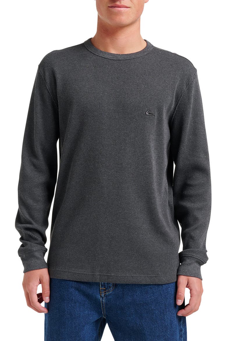Nelson Long Sleeve Thermal Cotton Blend Pullover, Main, color, BLACK