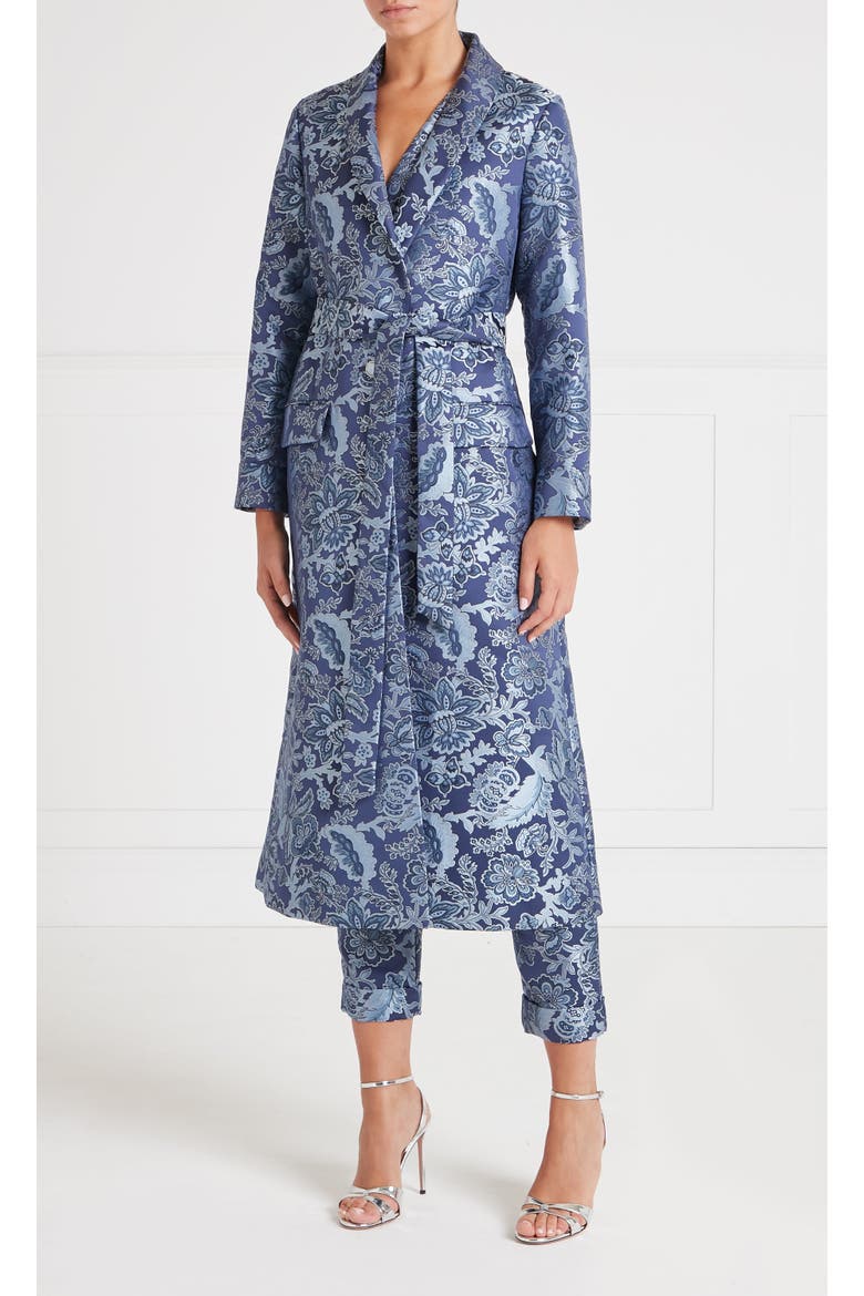 Francis Long Coat With Belt, Alternate, color, Navy