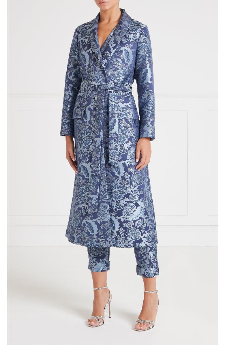 Temperley London Francis Long Coat With Belt, Alternate, color, Navy