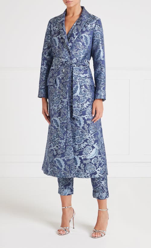 Temperley London Francis Long Coat With Belt In Blue