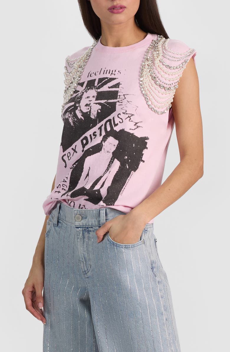 Alice + Olivia Micah Embellished Muscle T-Shirt, Alternate, color, Sex Pistols