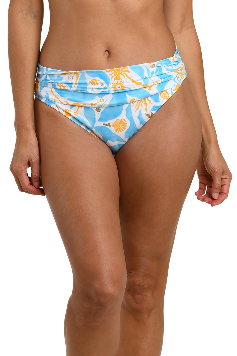 Trinket Shirred Hipster Bikini Bottoms, Main, color, SKY