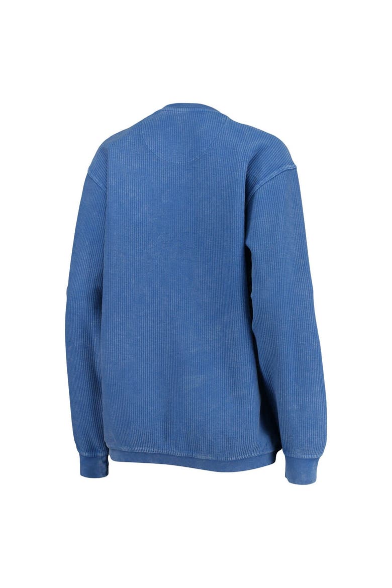 Women's Pressbox Royal SMU Mustangs Comfy Cord Vintage Wash Basic Arch Pullover Sweatshirt, Alternate, color, Royal