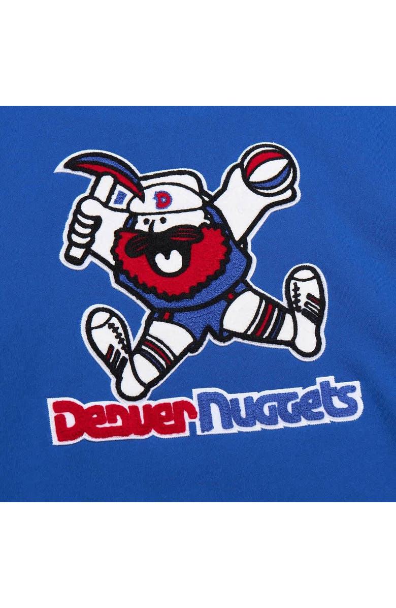 Mitchell & Ness Men's Mitchell & Ness Blue Denver Nuggets Chainstitch Applique Vintage Heavyweight Pullover Hoodie, Alternate, color, 