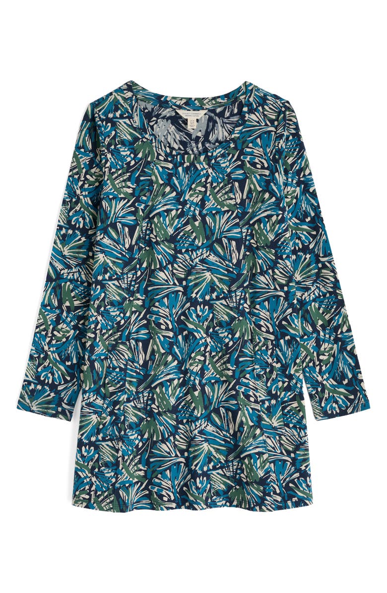 Seasalt Cornwall Frond Print Long Sleeve Cotton Jersey Tunic, Main, color, Artist Marks Maritime