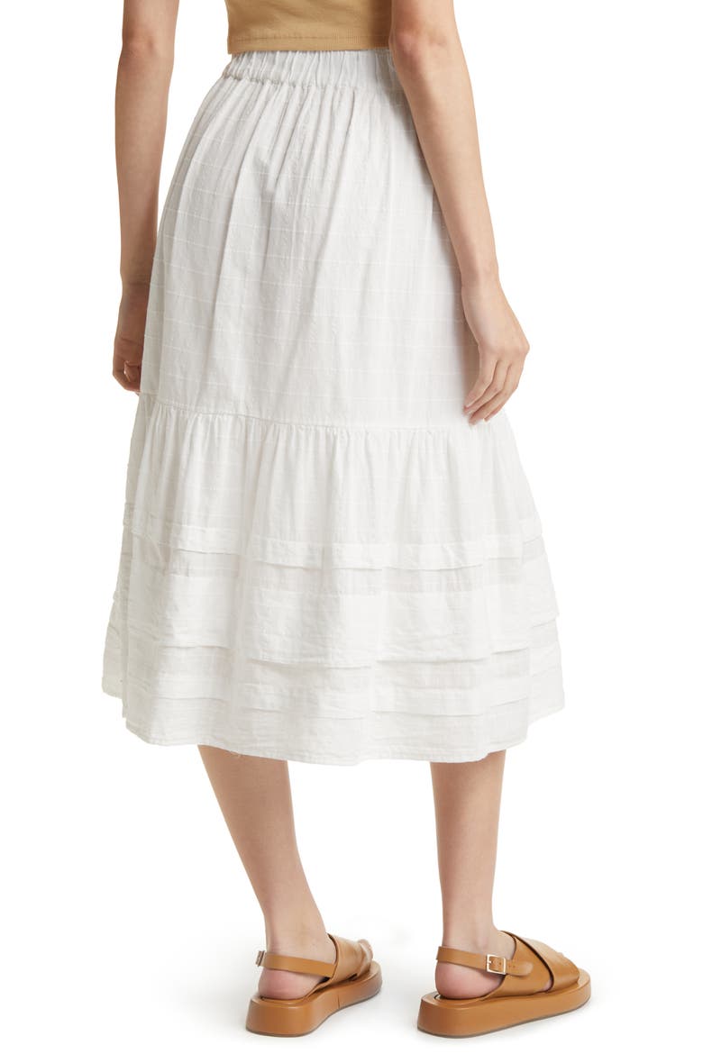 Shirred Cotton Midi Skirt, Alternate, color, LIGHTHOUSE