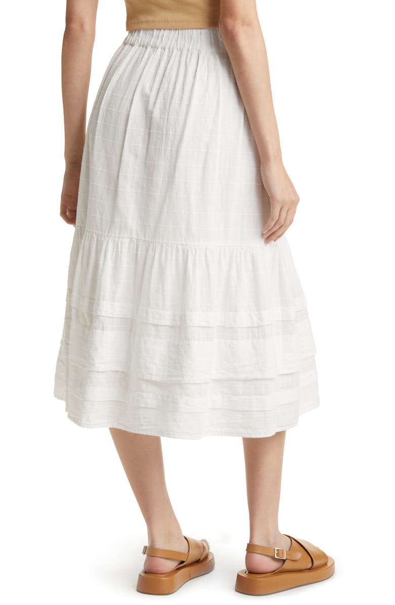 Madewell Shirred Cotton Midi Skirt, Alternate, color, 