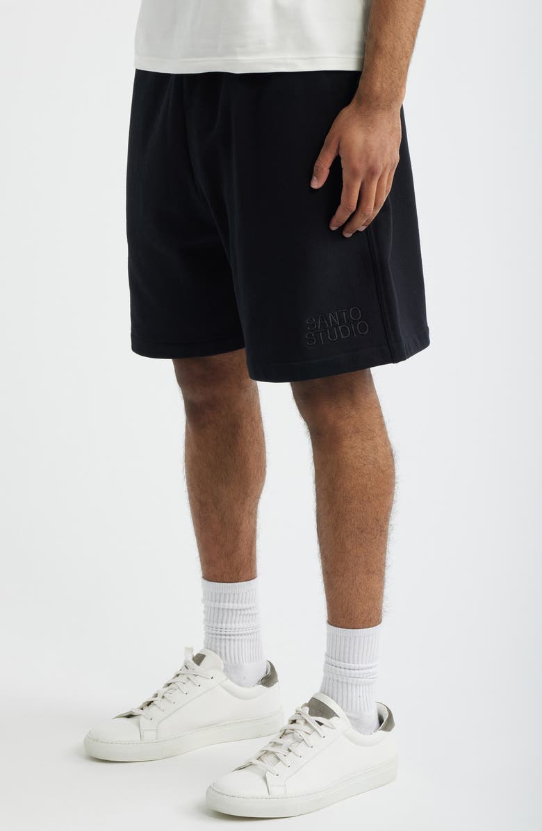 SANTO STUDIO Forever Santo Studio Roma Drawstring Shorts, Alternate, color, Black