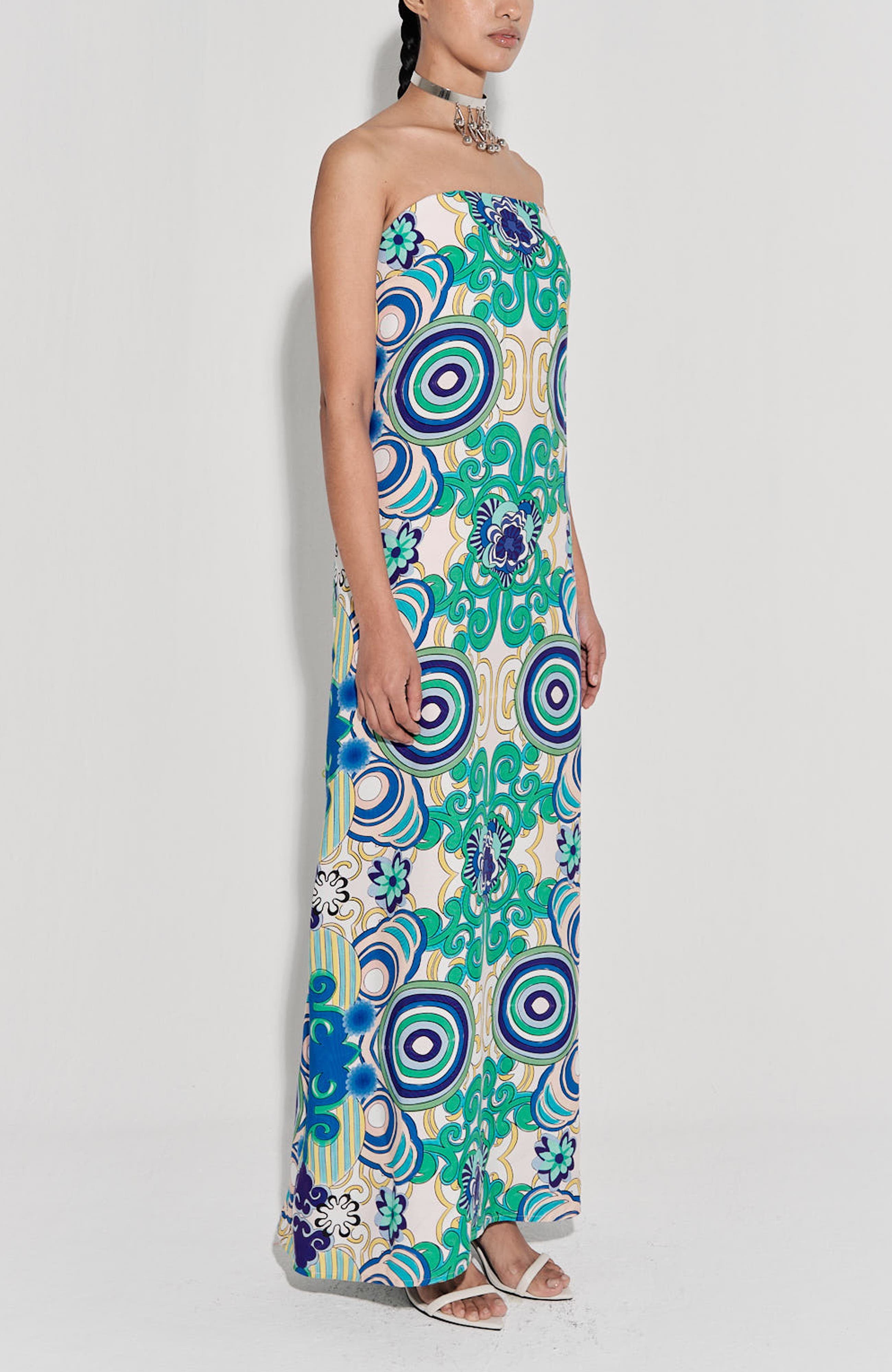 aloe long dress jacquard product info and reviews Green Elin Sage Floral Jacquard Lace-Up Maxi Dress | Womens | X-Small (Available in S, M, L, XL) | 100% Polyester