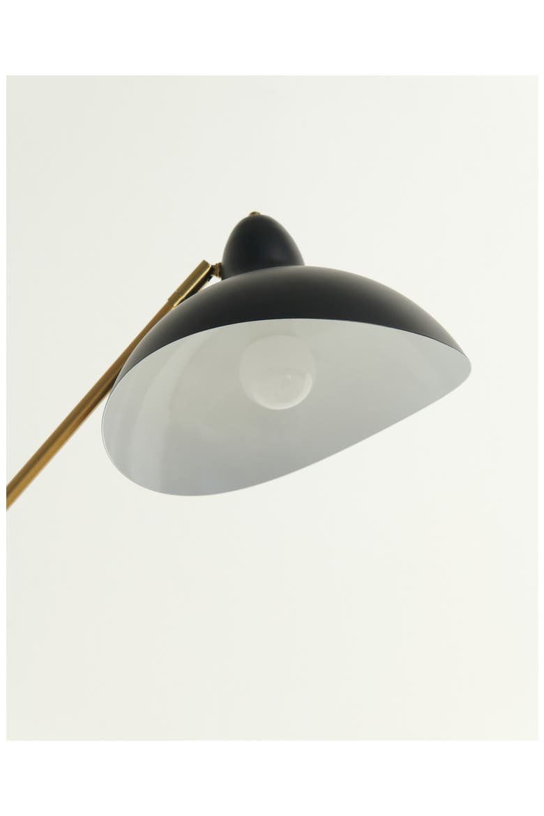 Swoop 69" Industrial Adjustable LED Floor Lamp with Metal Bowl Shade and Gold Accent, Alternate, color, BLACK
