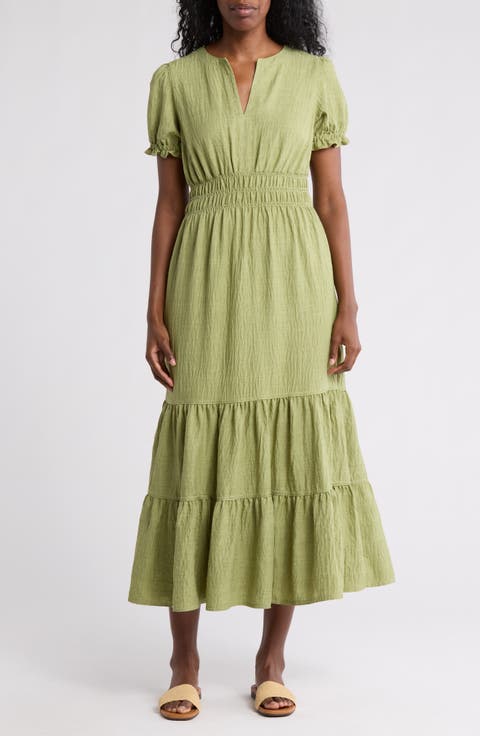 Tiered Crepe Maxi Dress