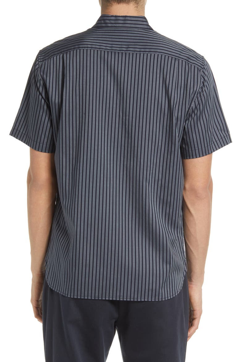 Claremont Stripe Short Sleeve Cotton Button-Down Shirt, Alternate, color, COASTAL