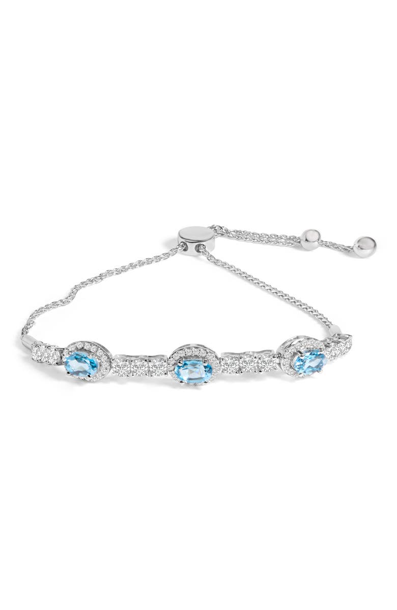 Haus of Brilliance .925 Sterling Silver Swiss Blue Topaz and White Sapphire Bolo Bracelet, Main, color, White