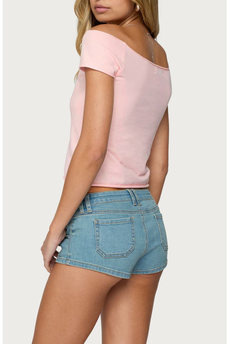76 Off the Shoulder Stretch Cotton Crop Top, Alternate, color, LIGHT-PINK