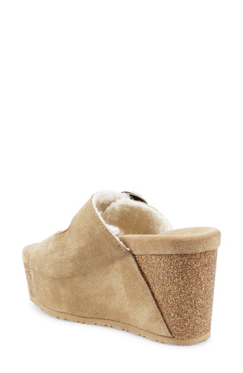 Zigi Faux Shearling Platform Sandal In Gold