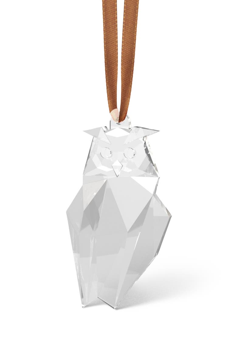 Crystal Owl Scandinavian Forest Ornament, Main, color, CLEAR