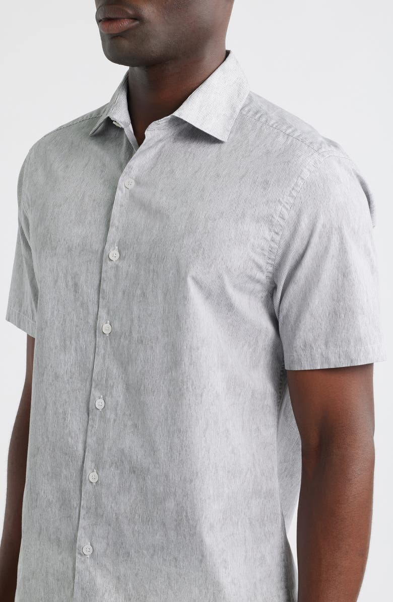 Robert Barakett Echo Short Sleeve Cotton Button-Up Shirt, Alternate, color, Light Grey