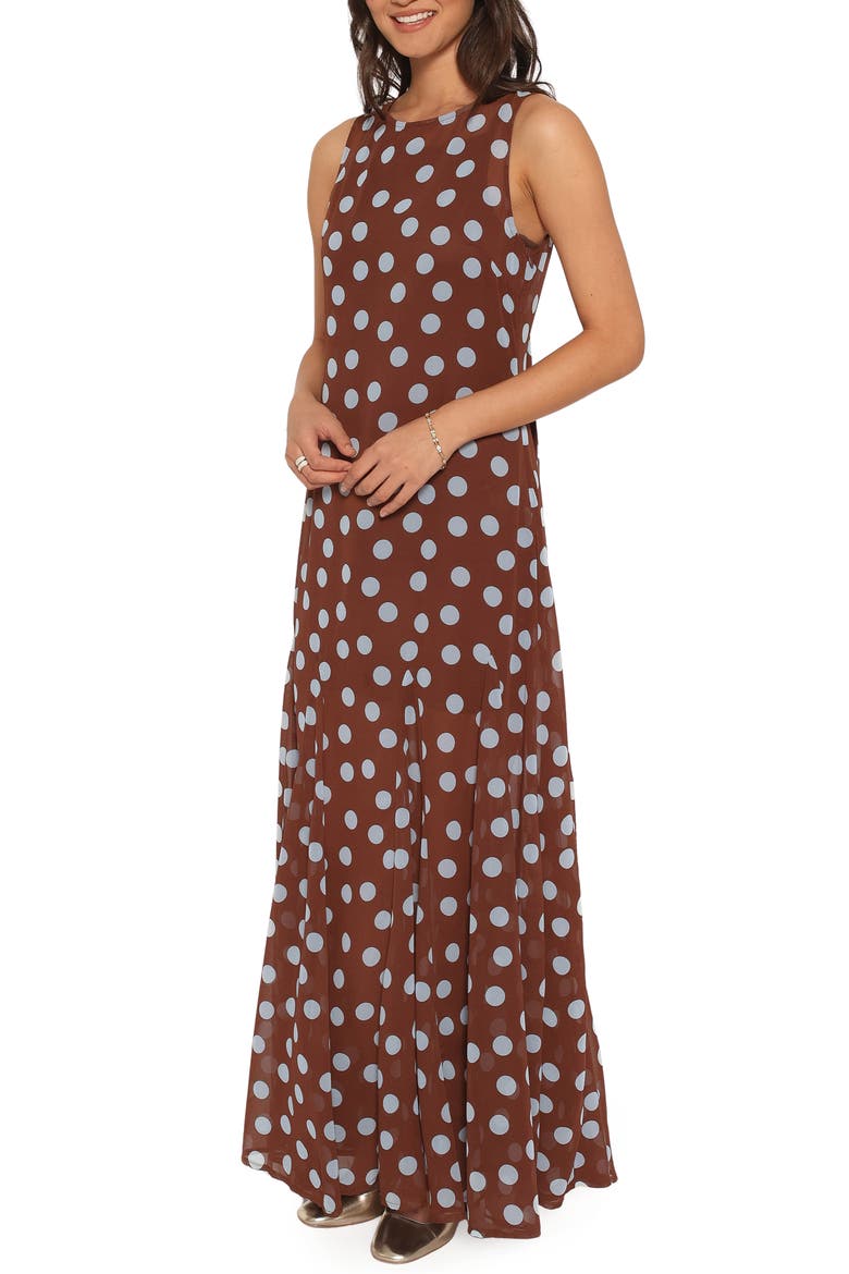 Keani Maxi Dress, Alternate, color, BROWN POLKA DOT