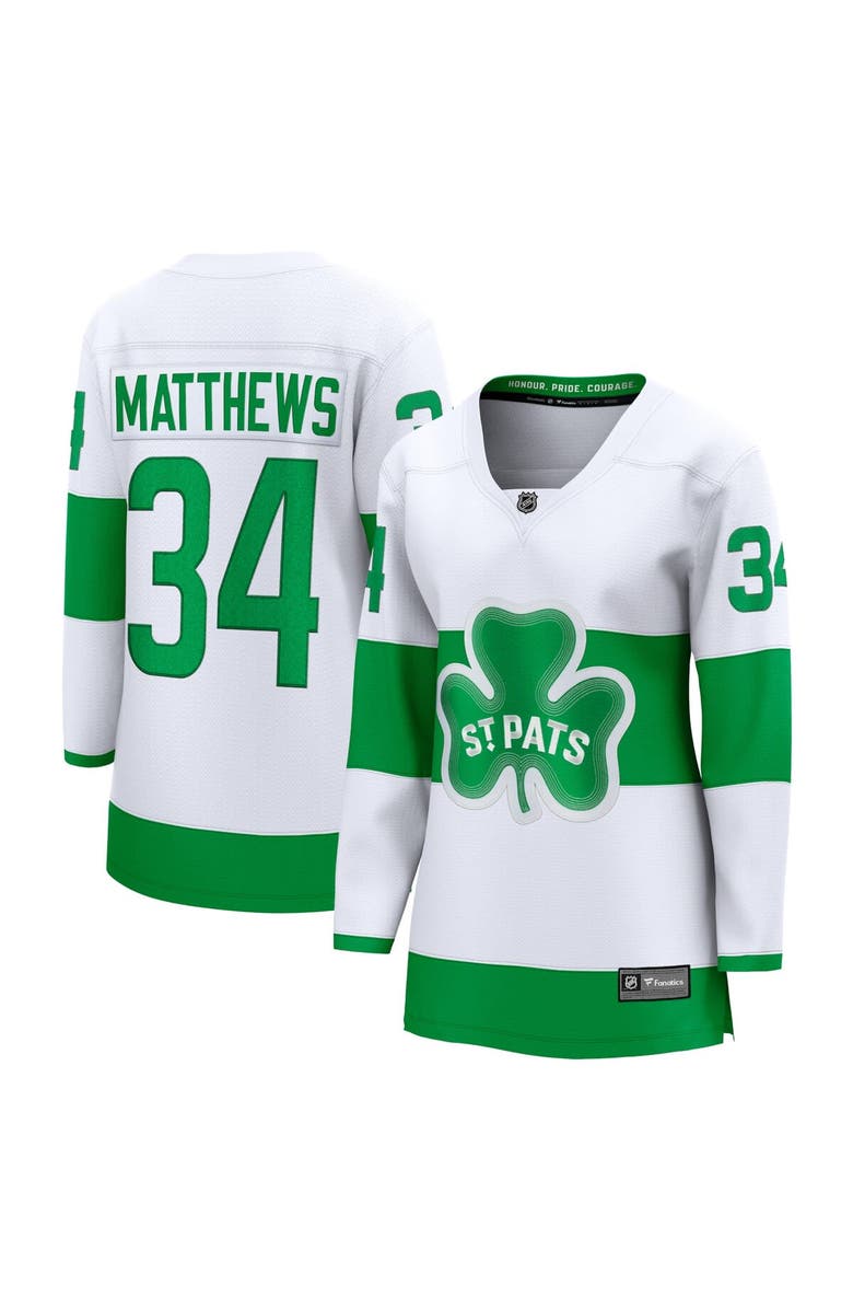 FANATICS Women's Fanatics Branded Auston Matthews White Toronto Maple Leafs St. Patricks Alternate Premier Breakaway Player Jersey, Alternate, color, White