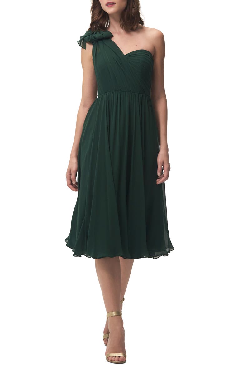 Jenny Yoo Emmie Convertible Chiffon Tea-Length Dress, Main, color, 