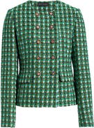 Elie Tahari The Eleni Double Breasted Tweed Blazer