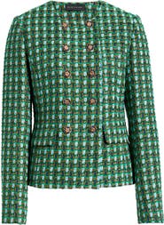 Elie Tahari The Eleni Double Breasted Tweed Blazer