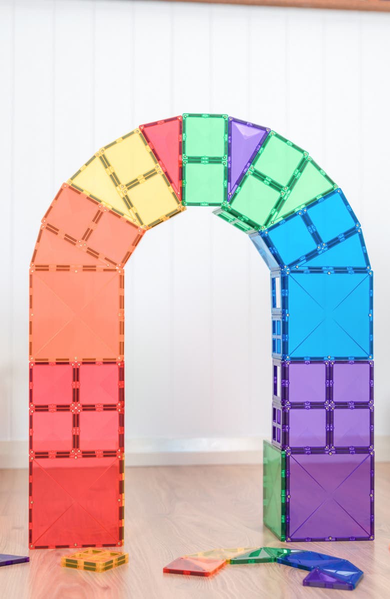 CONNETIX Kids' Rainbow Magnetic Tiles 60-Piece Starter Pack, Alternate, color, Rainbow