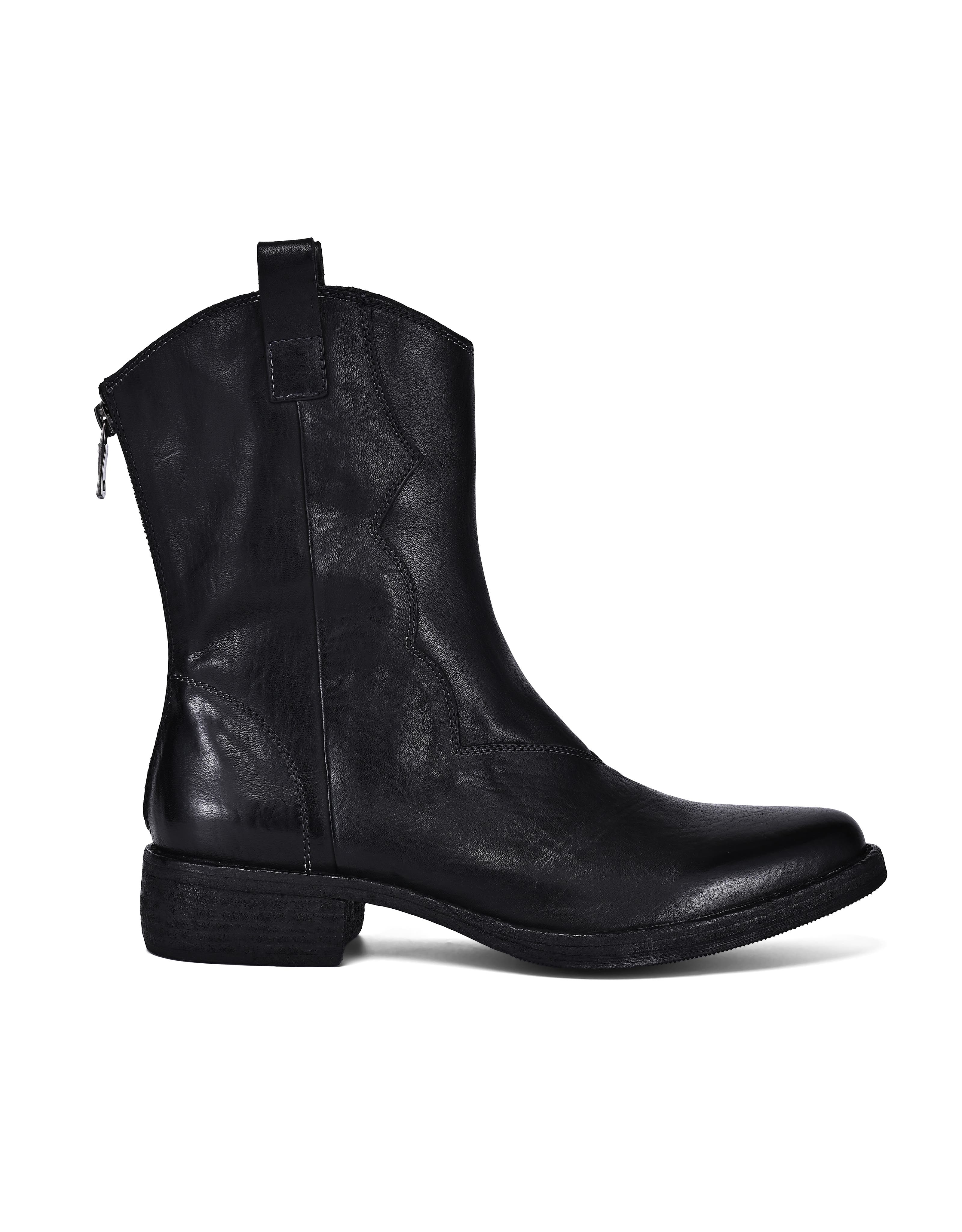 OLD TREND Vintage Genuine Leather Western Inspired Mid Shaft Boot, Alternate, color, Black